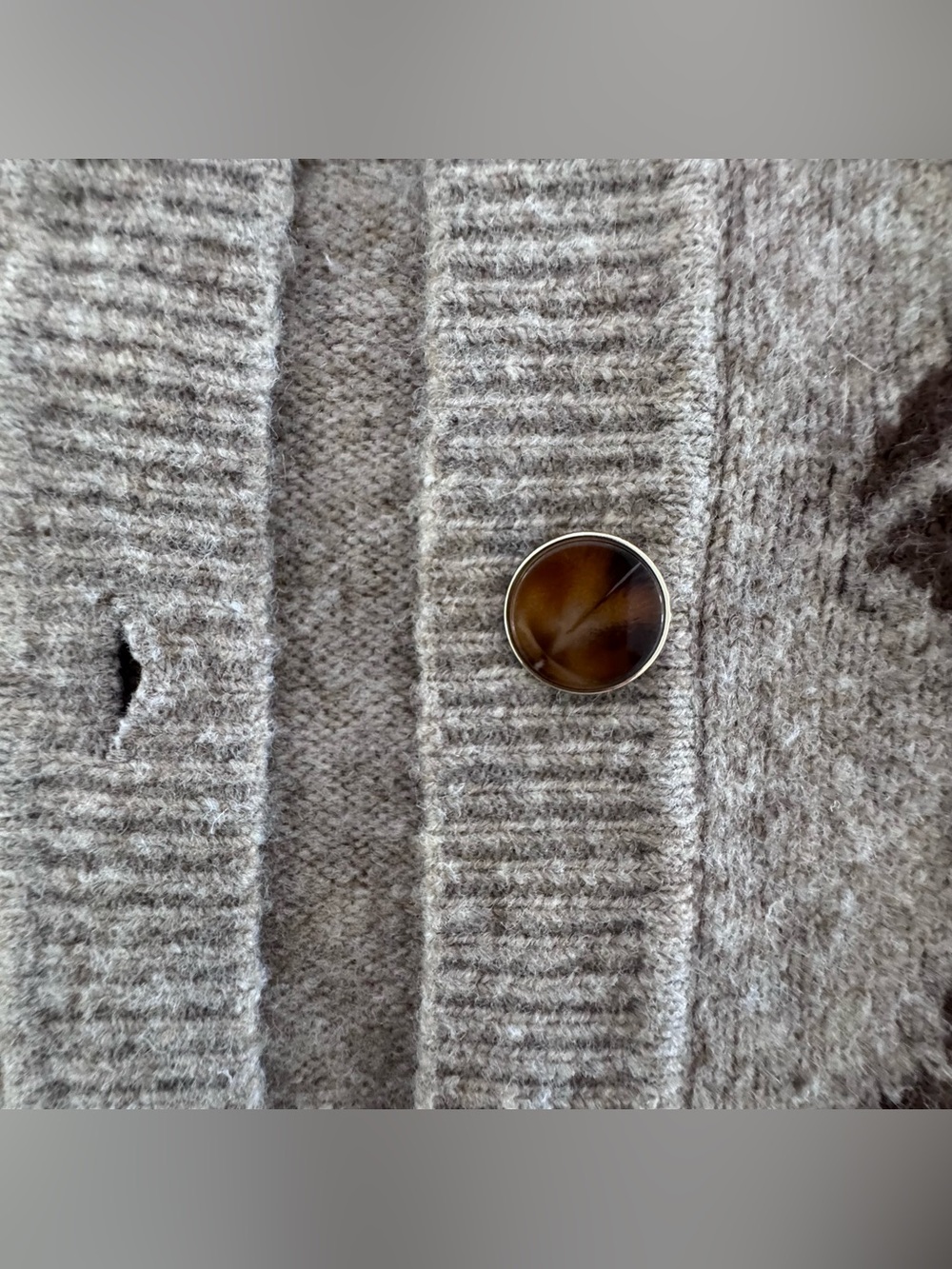 Marled Women’s Horse Intarsia Cardigan Sweater Size S Taupe Brown Equestrian - Picture 6 of 9